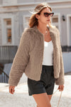 PRETTYGARDEN Women's Winter Coats Fleece Cropped Jacket Faux Fur Long Sleeve Pockets Shaggy Warm Outerwear Fall Clothes