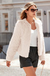 PRETTYGARDEN Women's Winter Coats Fleece Cropped Jacket Faux Fur Long Sleeve Pockets Shaggy Warm Outerwear Fall Clothes