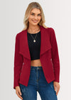 PRETTYGARDEN Women's Faux Suede Jackets Fashion Fall Clothes Long Sleeve Open Front Cropped Coat Outwear