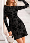 PRETTYGARDEN Women's Fall Fashion Floral Long Sleeve Mini Dress Mesh Bodycon Short Party Date Night Going Out Dresses