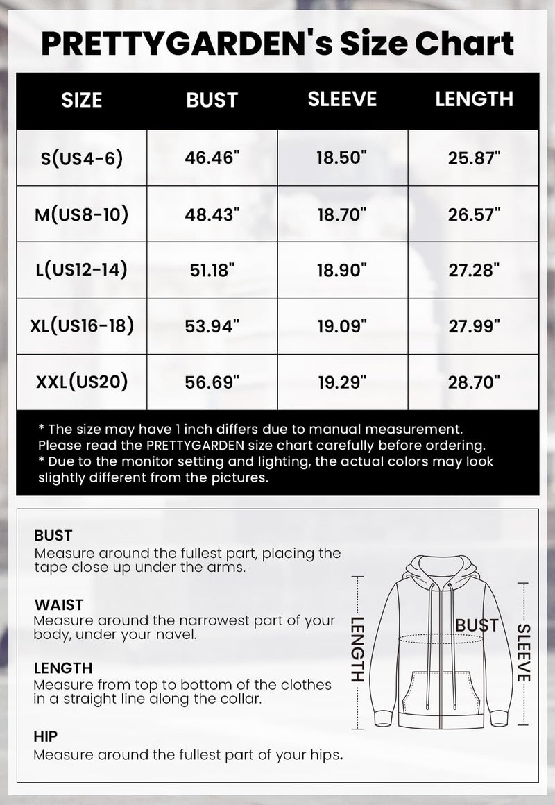 PRETTYGARDEN Women's Fall Oversized Hoodies Sweatshirt Long Sleeve Zip Up Pockets Loose Fit Y2K Winter Jackets Coat