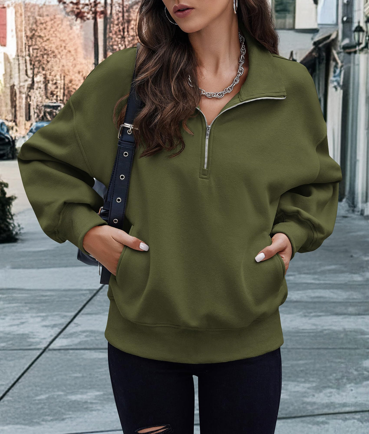 Half Zip Long Sleeve Y2K Sweatshirts