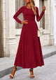 Casual Ribbed Knit Long Sleeve Crop Tops Maxi Flowy Skirts Two Piece Sets