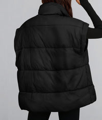 Casual Stand Collar Lightweight Sleeveless Zip Up Padded Coats