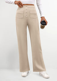 PRETTYGARDEN Women's Dressy Casual Dress Pants Straight Leg High Elastic Waisted Stretch Trouser Slacks