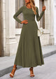 Casual Ribbed Knit Long Sleeve Crop Tops Maxi Flowy Skirts Two Piece Sets