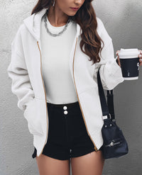 Y2K Zip Up Hoodie Long Sleeve Loose Fit Pockets Casual Sweatshirt