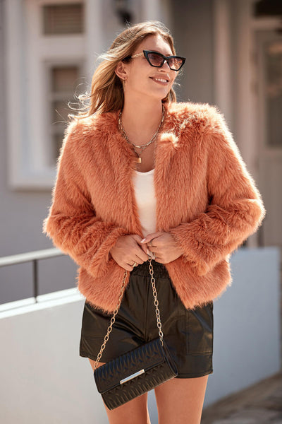 PRETTYGARDEN Women's Winter Coats Fleece Cropped Jacket Faux Fur Long Sleeve Pockets Shaggy Warm Outerwear Fall Clothes