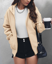 Y2K Zip Up Hoodie Long Sleeve Loose Fit Pockets Casual Sweatshirt