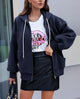 Zip Up Long Sleeve Loose Fit Y2K Casual Hoodies Cardigan