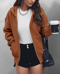 Y2K Zip Up Hoodie Long Sleeve Loose Fit Pockets Casual Sweatshirt