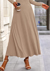 PRETTYGARDEN 2 Piece Casual Ribbed Knit Long Sleeve Crop Tops Maxi Flowy Skirts Matching Sets