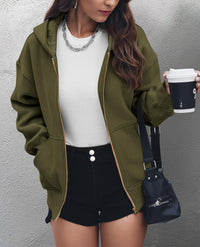 Y2K Zip Up Hoodie Long Sleeve Loose Fit Pockets Casual Sweatshirt
