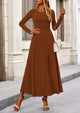 Casual Ribbed Knit Long Sleeve Crop Tops Maxi Flowy Skirts Two Piece Sets