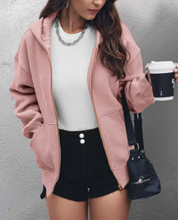 Y2K Zip Up Hoodie Long Sleeve Loose Fit Pockets Casual Sweatshirt