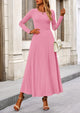 Casual Ribbed Knit Long Sleeve Crop Tops Maxi Flowy Skirts Two Piece Sets