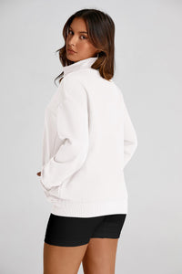 Full Zip Up Long Sleeve Loose Fit Trendy Casual Cardigan with Pockets