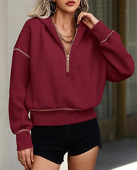 Long Sleeve Half Zip Cropped Pullover Hoodies