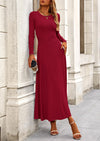 PRETTYGARDEN 2 Piece Casual Ribbed Knit Long Sleeve Crop Tops Maxi Flowy Skirts Matching Sets