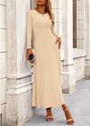 PRETTYGARDEN 2 Piece Casual Ribbed Knit Long Sleeve Crop Tops Maxi Flowy Skirts Matching Sets