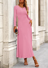 PRETTYGARDEN 2 Piece Casual Ribbed Knit Long Sleeve Crop Tops Maxi Flowy Skirts Matching Sets