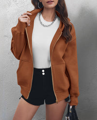 Y2K Zip Up Hoodie Long Sleeve Loose Fit Pockets Casual Sweatshirt