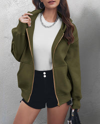 Y2K Zip Up Hoodie Long Sleeve Loose Fit Pockets Casual Sweatshirt