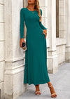 PRETTYGARDEN 2 Piece Casual Ribbed Knit Long Sleeve Crop Tops Maxi Flowy Skirts Matching Sets