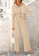 Casual Textured Button Down Shirt Wide Leg Pants Loungewear 2 Piece Sets