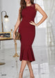 Sleeveless Backless Ruffle Formal Cocktail Dresses