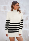 PRETTYGARDEN Women's Oversized Striped Sweaters Fall Casual Long Sleeve Turtleneck Pullover Chunky Knit Jumper Tops