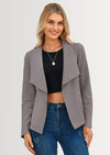 PRETTYGARDEN Women's Faux Suede Jackets Fashion Fall Clothes Long Sleeve Open Front Cropped Coat Outwear