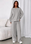 PRETTYGARDEN 2 Piece Sets For Women Fall Trendy Long Sleeve Sweatshirt Wide Leg Pants Loungewear Set Matching Sweatsuit