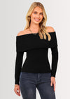 PRETTYGARDEN Women's Fall Off Shoulder Sweaters Y2K Long Sleeve Ribbed Knit Fitted Pullover Winter Date Night Tops Blouse