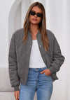 PRETTYGARDEN Women's Quilted Bomber Jacket Fall Fashion Lightweight Cropped Zip up Outerwear Winter Puffer Coats Pockets