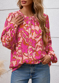 PRETTYGARDEN Women's Floral Button Down Blouse Fall Fashion Dressy Casual Long Sleeve Oversized Shirts Top Boho Clothes