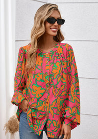 PRETTYGARDEN Women's Floral Button Down Blouse Fall Fashion Dressy Casual Long Sleeve Oversized Shirts Top Boho Clothes