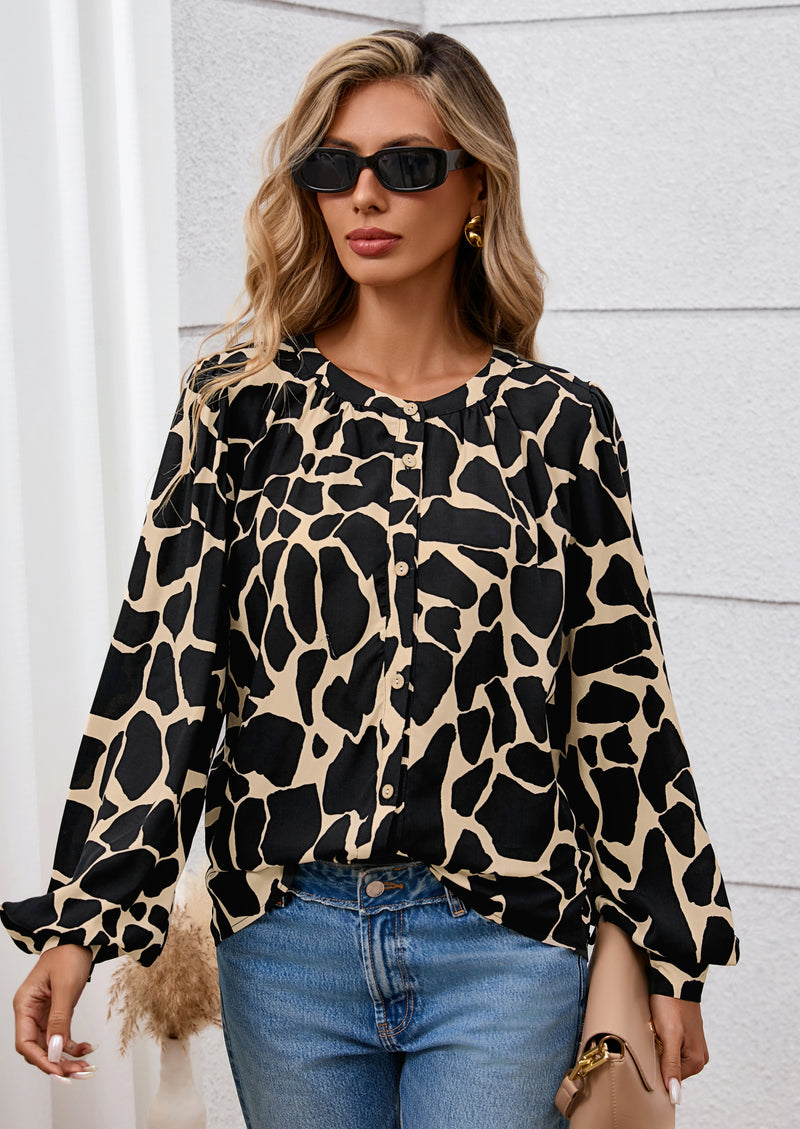 PRETTYGARDEN Women's Floral Button Down Blouse Fall Fashion Dressy Casual Long Sleeve Oversized Shirts Top Boho Clothes