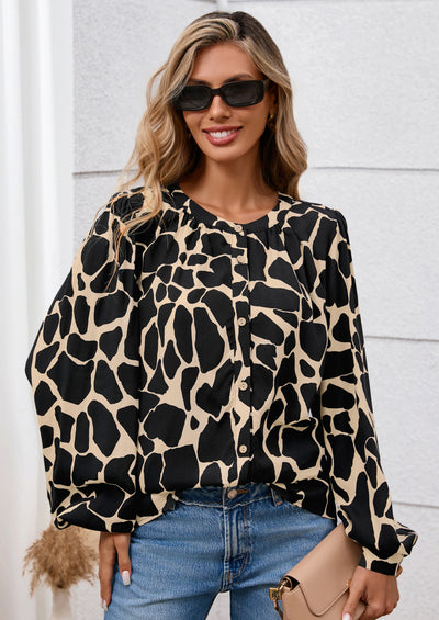 PRETTYGARDEN Women's Floral Button Down Blouse Fall Fashion Dressy Casual Long Sleeve Oversized Shirts Top Boho Clothes