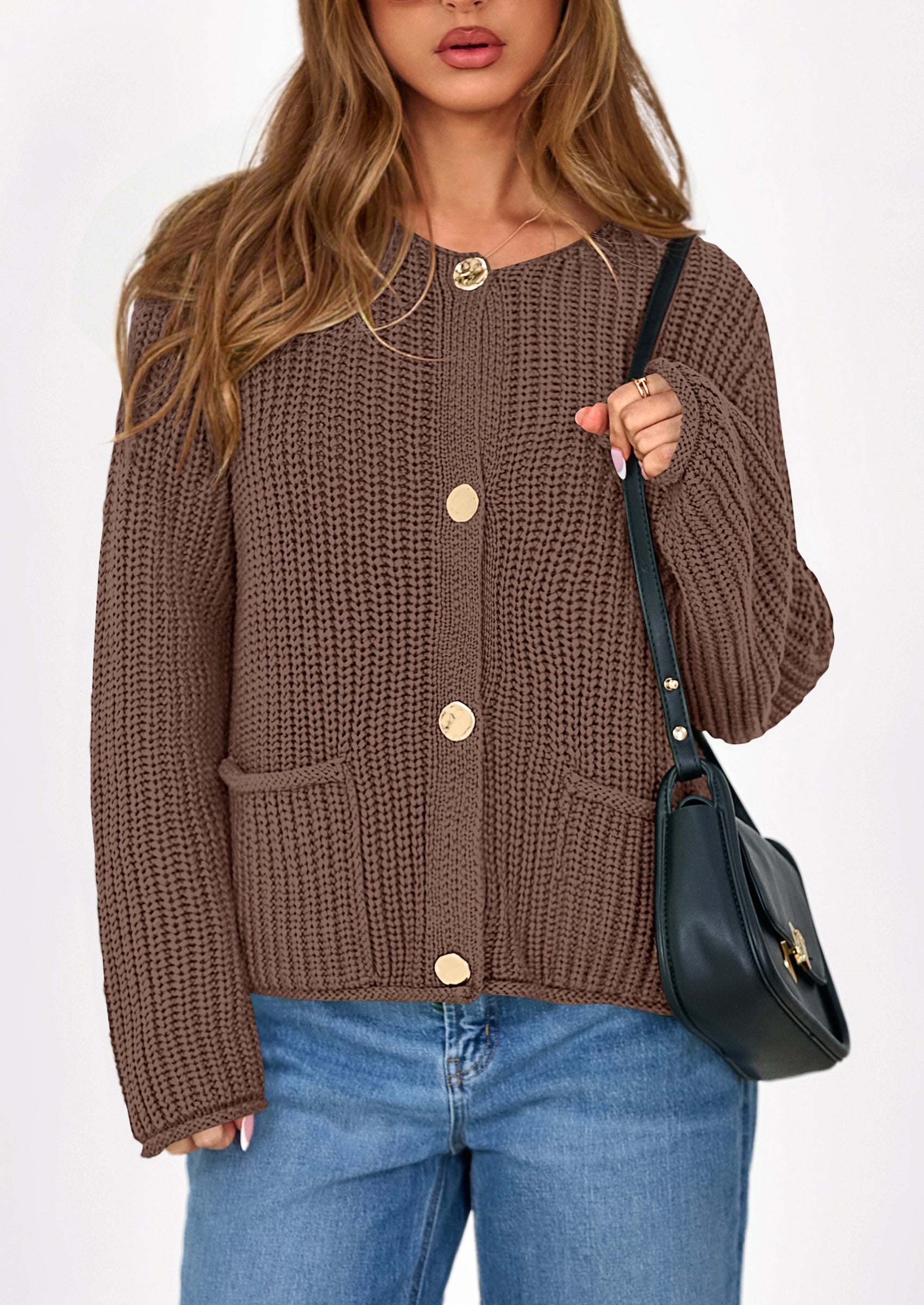 PRETTYGARDEN Cardigan Sweaters for Women Trendy Oversized Knit Chunky Button Cardigans Fall Winter Outfits with Pockets