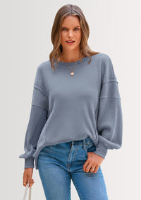 PRETTYGARDEN Oversized Sweatshirt for Women Fashion Crewneck Long Sleeve Pullover Waffle Knit Tops Fall Trendy Clothes