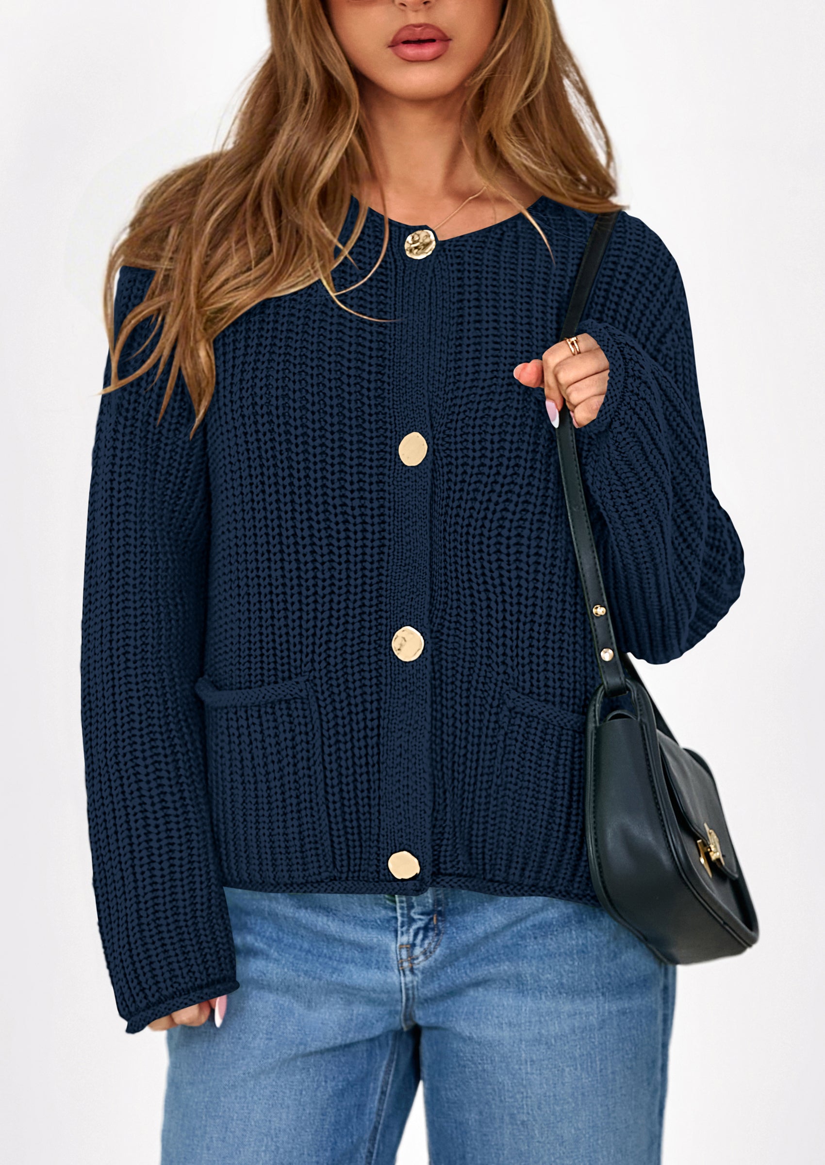 PRETTYGARDEN Cardigan Sweaters for Women Trendy Oversized Knit Chunky Button Cardigans Fall Winter Outfits with Pockets