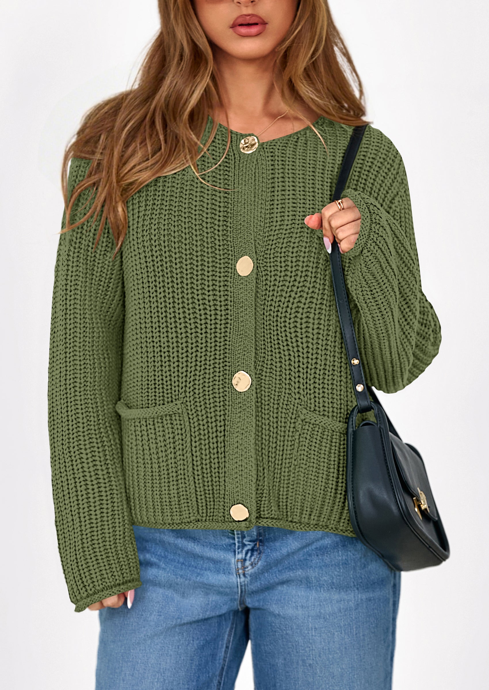 PRETTYGARDEN Cardigan Sweaters for Women Trendy Oversized Knit Chunky Button Cardigans Fall Winter Outfits with Pockets