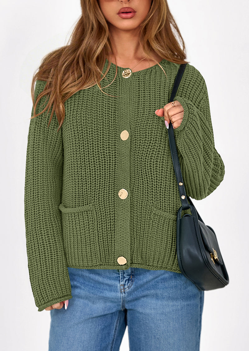 PRETTYGARDEN Cardigan Sweaters for Women Trendy Oversized Knit Chunky Button Cardigans Fall Winter Outfits with Pockets