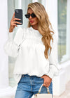 PRETTYGARDEN Blouses for Women Dressy Casual Fall Outfits Frill Neck Long Sleeve Shirts Satin Work Business Casual Tops