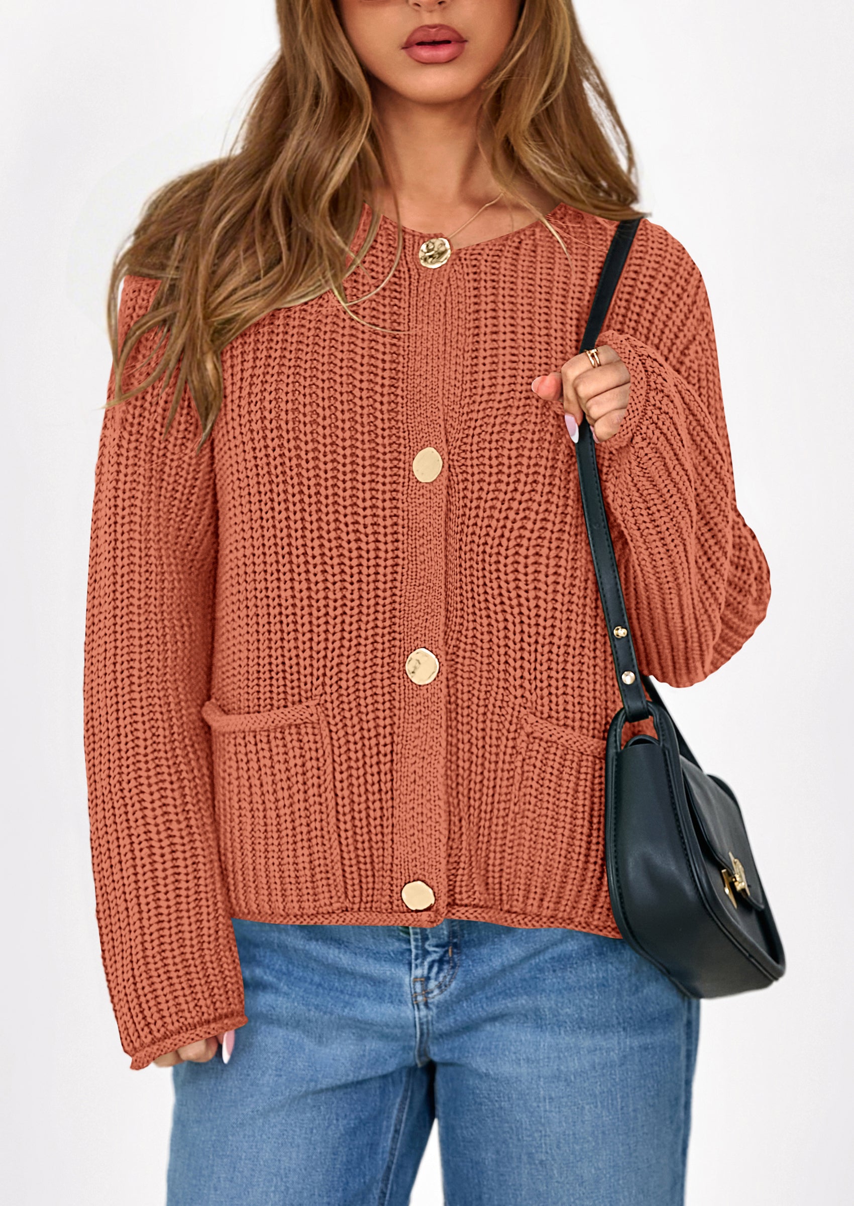 PRETTYGARDEN Cardigan Sweaters for Women Trendy Oversized Knit Chunky Button Cardigans Fall Winter Outfits with Pockets