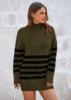 PRETTYGARDEN Women's Oversized Striped Sweaters Fall Casual Long Sleeve Turtleneck Pullover Chunky Knit Jumper Tops