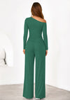 PRETTYGARDEN Casual Two Piece Sets for Women Fall Outfits Asymmetrical Off Shoulder Tops Wide Leg Pants Knit Lounge Set