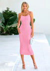 PRETTYGARDEN Women's Sleeveless Bodycon Dress Textured Back Slit Sexy Cocktail Party Midi Dresses
