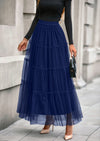 PRETTYGARDEN Maxi Skirts for Women Fall Tulle High Waisted Ruffle Flowy A-Line Long Skirt Country Concert Outfits